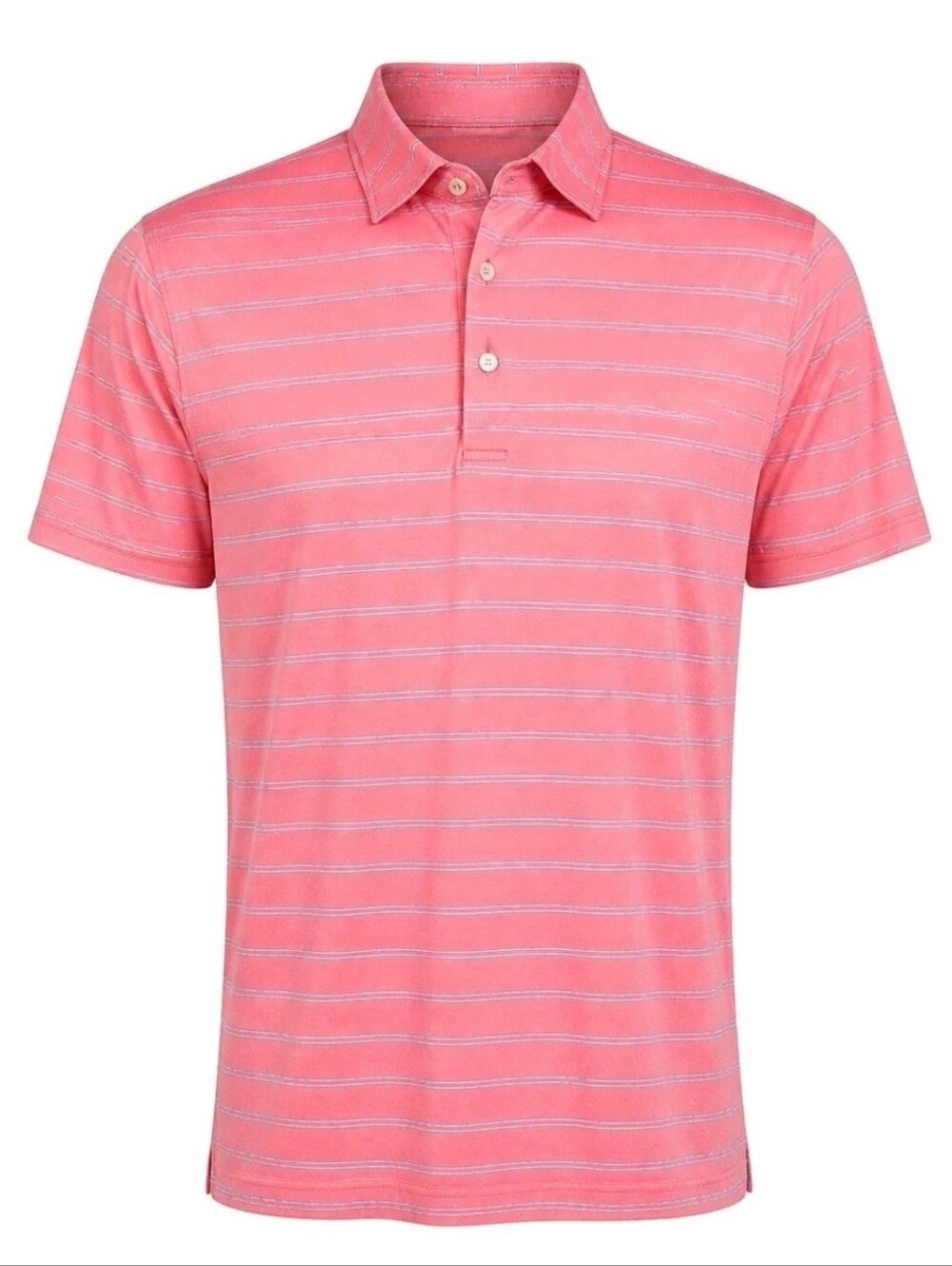 Peter Millar Polo Shirt Mens Medium Pink Blue Striped Golf Rugby Performance